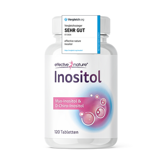 Effective Nature Inositol Tabletten, weiße Flasche mit rosa-blauem Design, Myo-Inositol & D-Chiro-Inositol, 120...