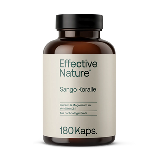 Effective Nature Sango Koralle Kapseln, braune Glasflasche, 180 Kapseln, Calcium & Magnesium 2:1