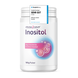 Effective Nature Inositol Pulver 180g, weiße Dose mit Myo-Inositol & D-Chiro-Inositol, Vergleich.org Siegel „Sehr Gut