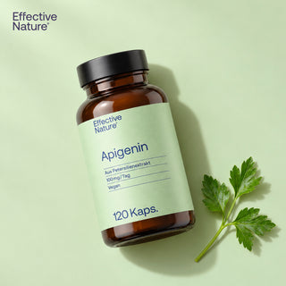 Effective Nature Apigenin Kapseln, Braunglasflasche mit hellgrünem Etikett, 120 Kaps., 100mg/Tag, vegan, Petersilienblatt